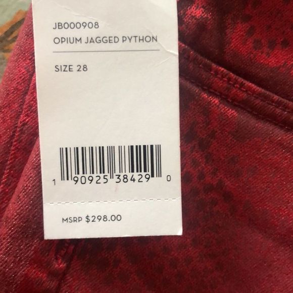 J. Brand Red Snakeskin Python Glossy Coated Pants Jeggings Skinny Fit - Picture 8 of 9